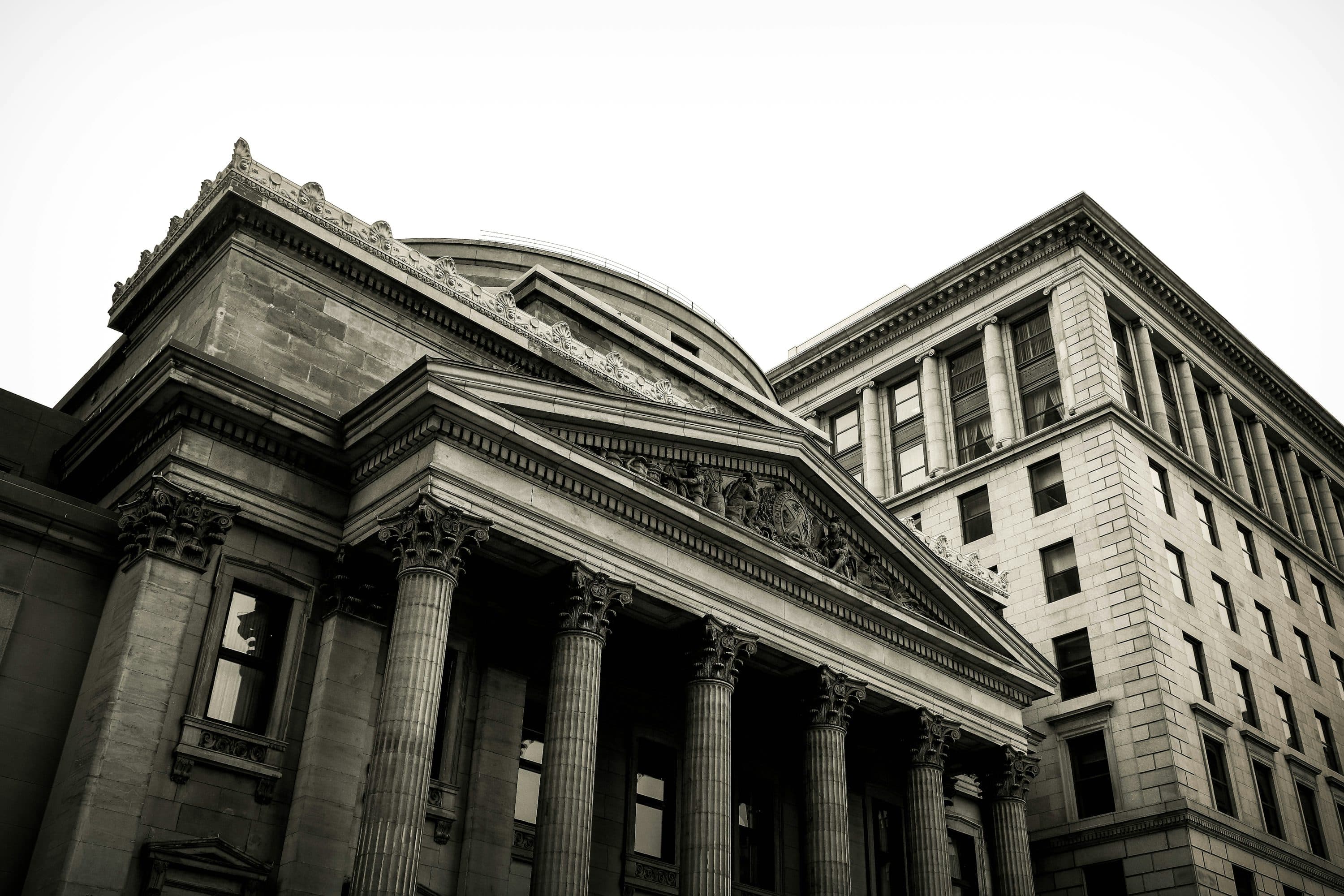 Historic bank building facade